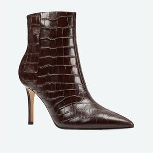 Nine West Fhayla Side Zip Closure Pointed Toe Croc Boot
